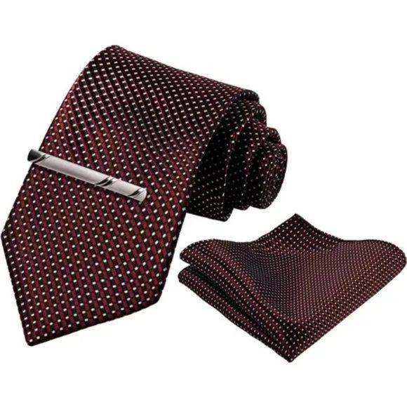 Mens Ties Set in Gift Box/ Dark Burgundy - Picture 3 of 5